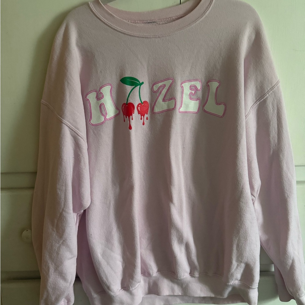 Hazel Light Pink Cherry Graphic Sweater